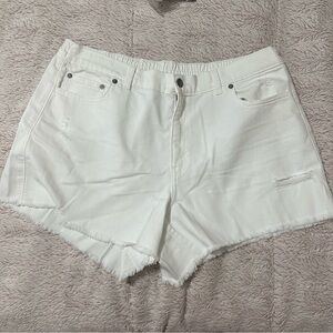 aerie white denim shorts